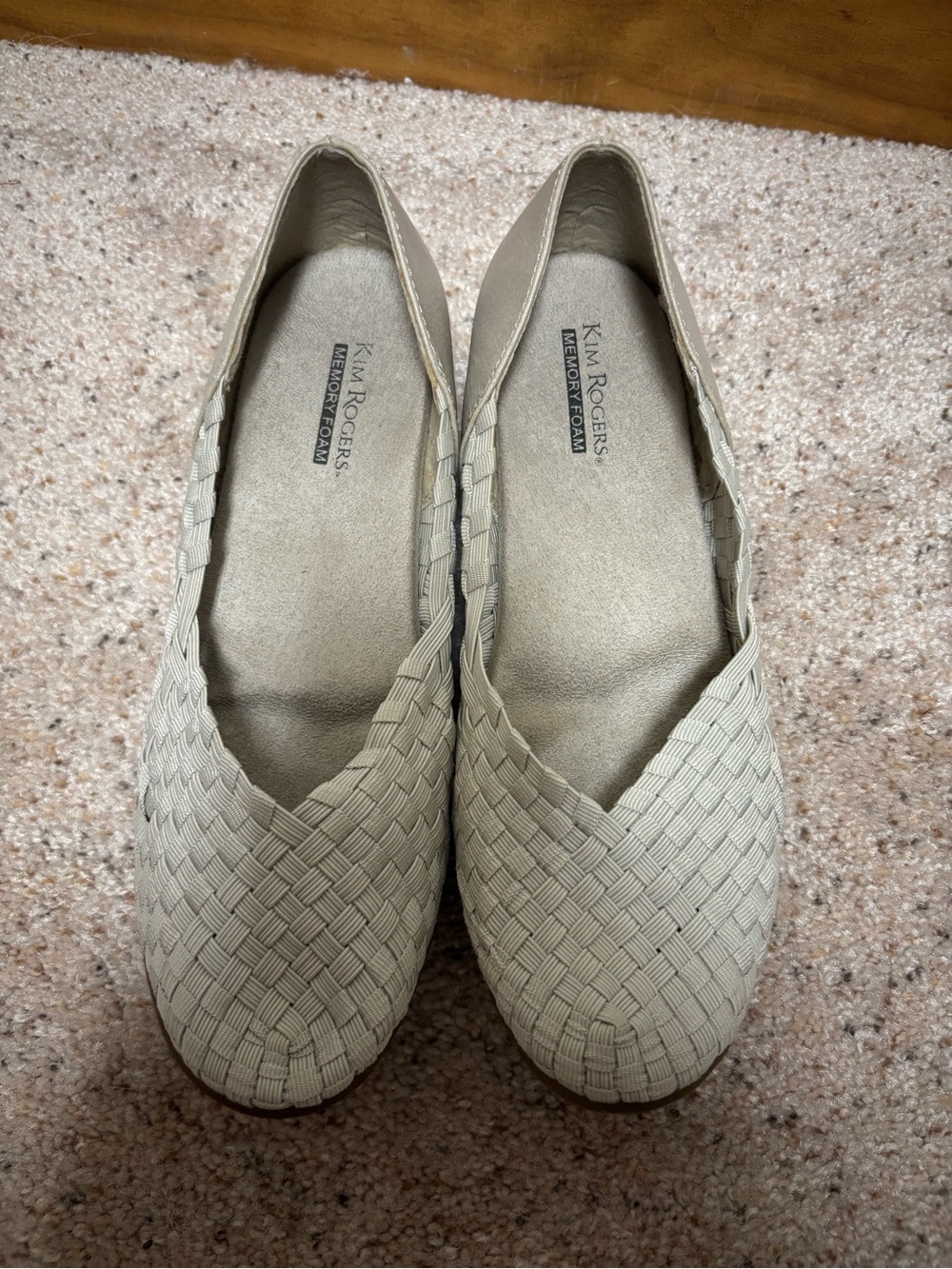 Kim Rogers Light Beige Woven Slip-On Flats